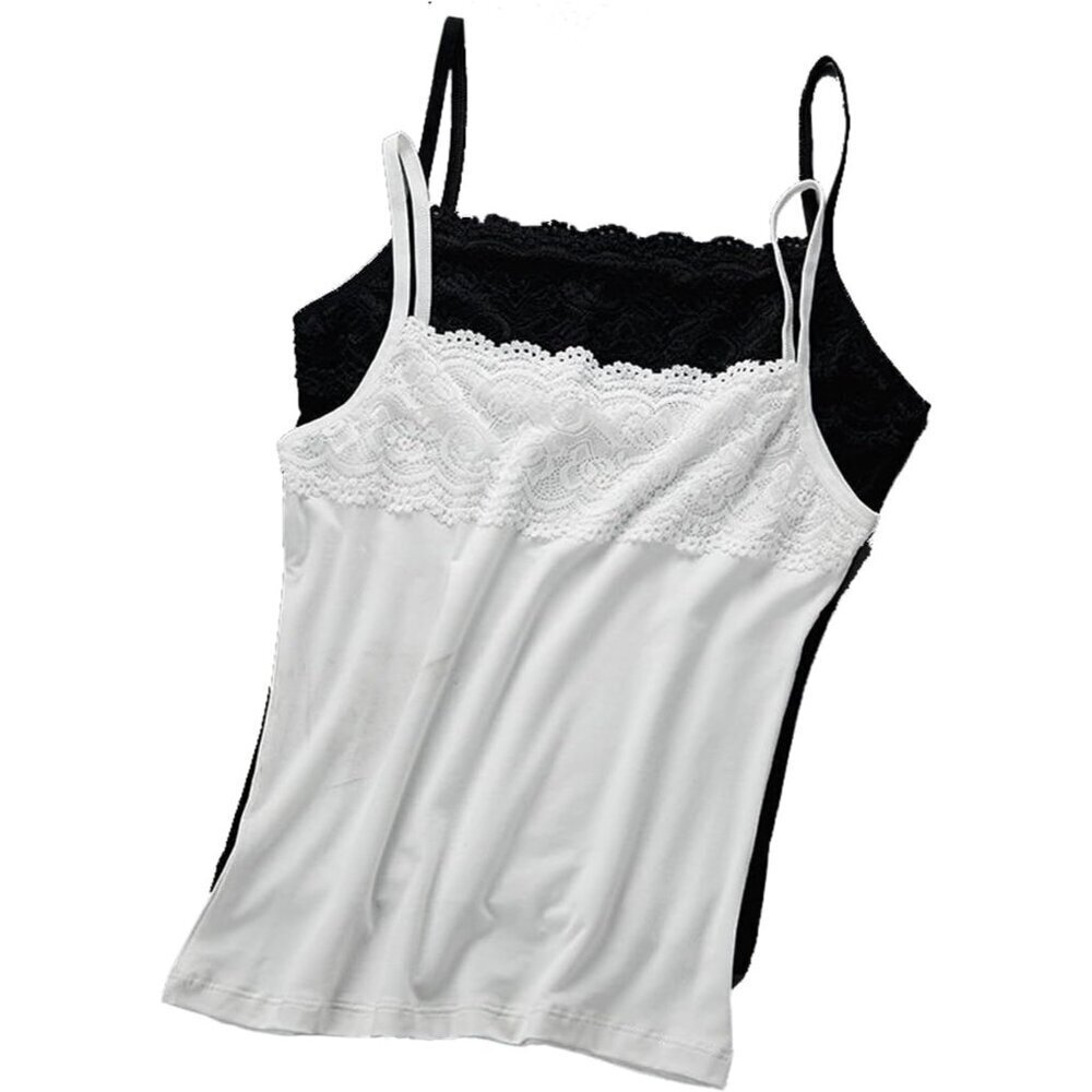 Cotton Lace Tank Top Womens Large Sleeveless Cami Casual Wear